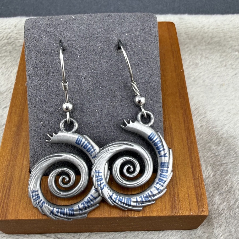 Vintage BBC Earrings Silver Wibbly Wobbly Timey Wimey Stuff Dangle